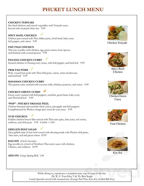 phuket thai restaurant and sushi menu